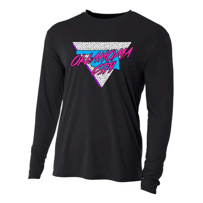 Oklahoma Neon 80s Retro Oklahoma City Cooling Performance Long Sleeve Crew