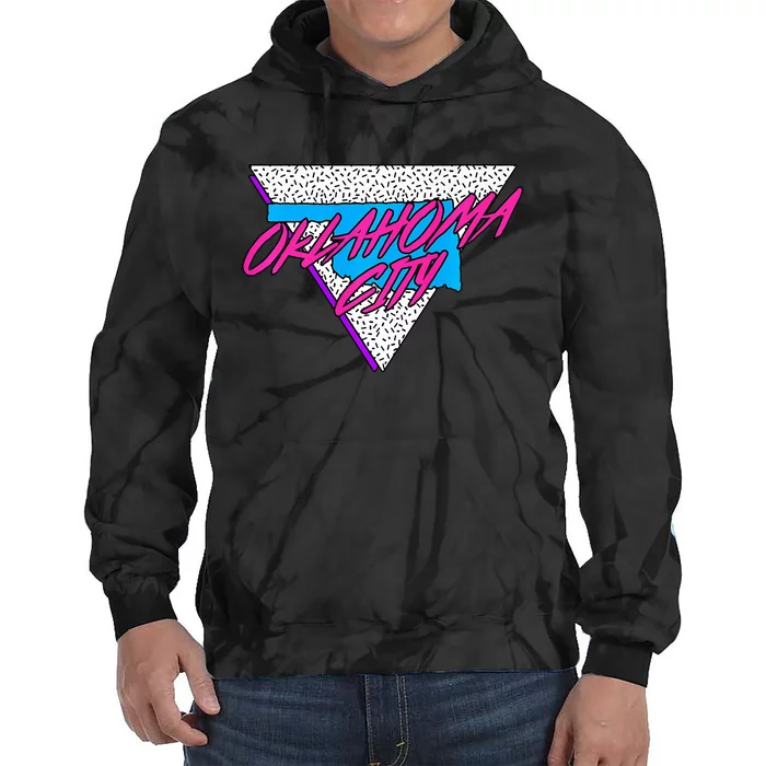 Oklahoma Neon 80s Retro Oklahoma City Tie Dye Hoodie