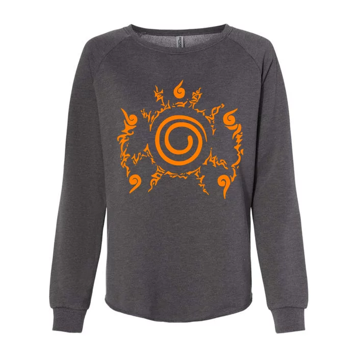 Orange Nine 9 Tail Kurama Seal Womens California Wash Sweatshirt