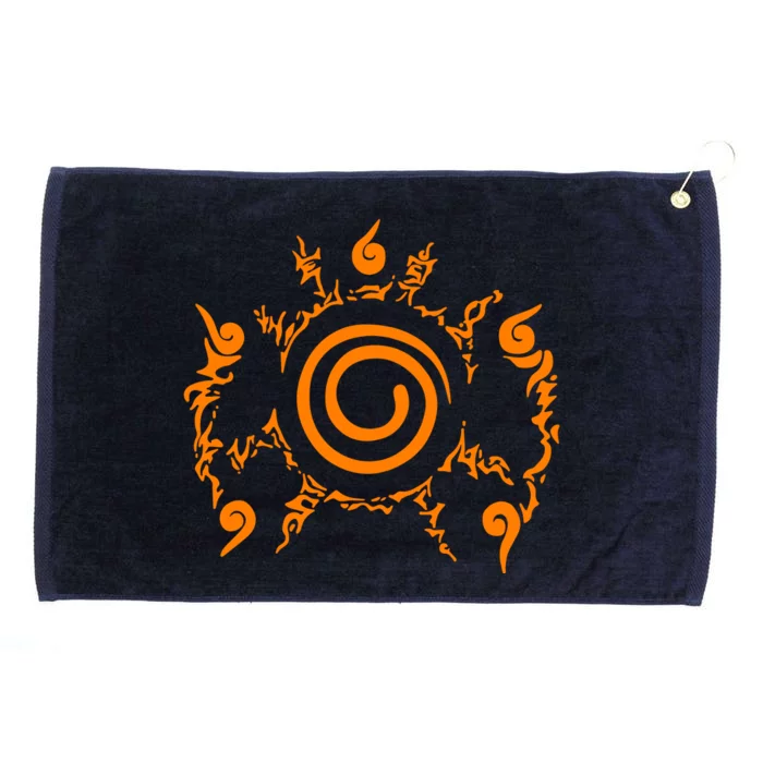 Orange Nine 9 Tail Kurama Seal Grommeted Golf Towel