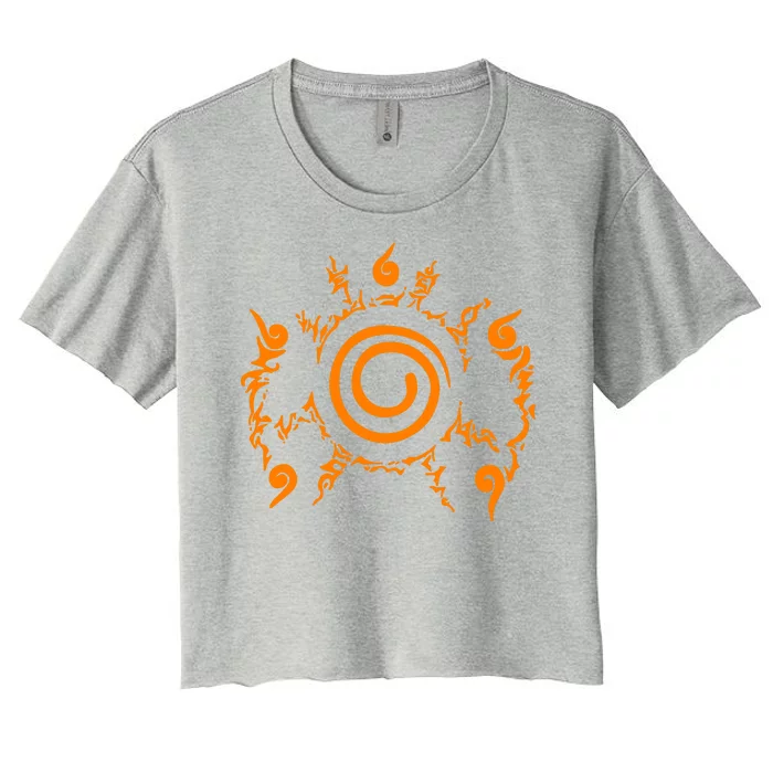 Orange Nine 9 Tail Kurama Seal Women's Crop Top Tee