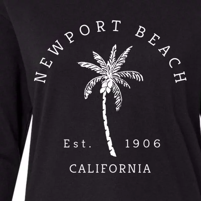 Original Newport Beach Ca Palm Tree Unique Novelty Art Great Gift Womens Cotton Relaxed Long Sleeve T-Shirt