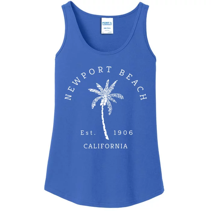 Original Newport Beach Ca Palm Tree Unique Novelty Art Great Gift Ladies Essential Tank