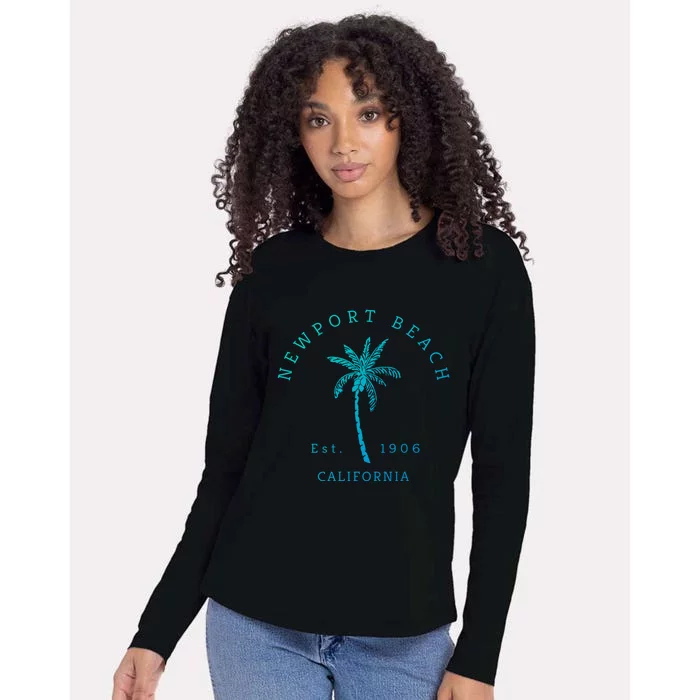 Original Newport Beach Ca Palm Tree Unique Novelty Art Great Gift Womens Cotton Relaxed Long Sleeve T-Shirt