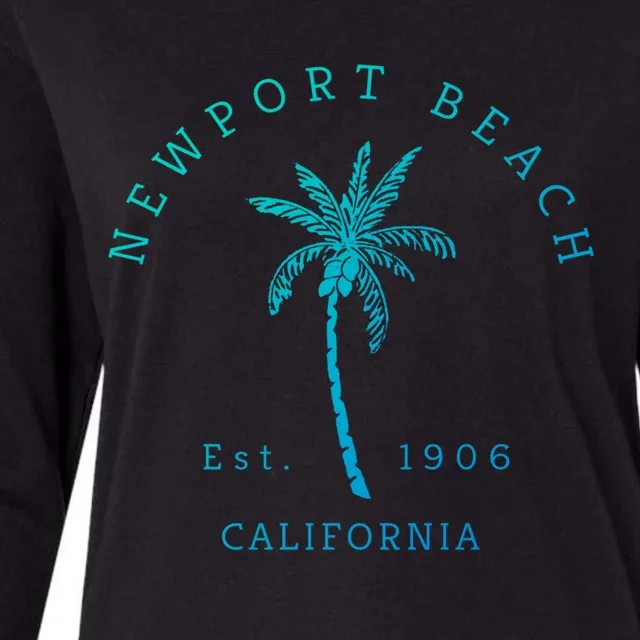 Original Newport Beach Ca Palm Tree Unique Novelty Art Great Gift Womens Cotton Relaxed Long Sleeve T-Shirt