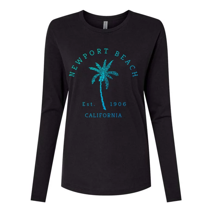 Original Newport Beach Ca Palm Tree Unique Novelty Art Great Gift Womens Cotton Relaxed Long Sleeve T-Shirt