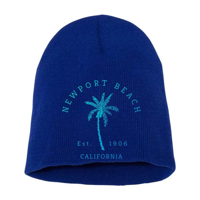 Original Newport Beach Ca Palm Tree Unique Novelty Art Great Gift Short Acrylic Beanie