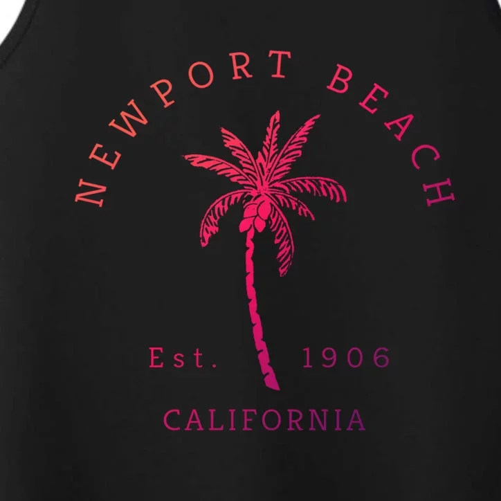 Original Newport Beach Ca Palm Tree Unique Novelty Art Great Gift Performance Tank