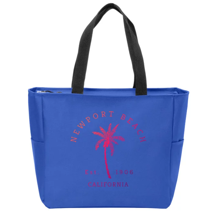 Original Newport Beach Ca Palm Tree Unique Novelty Art Great Gift Zip Tote Bag