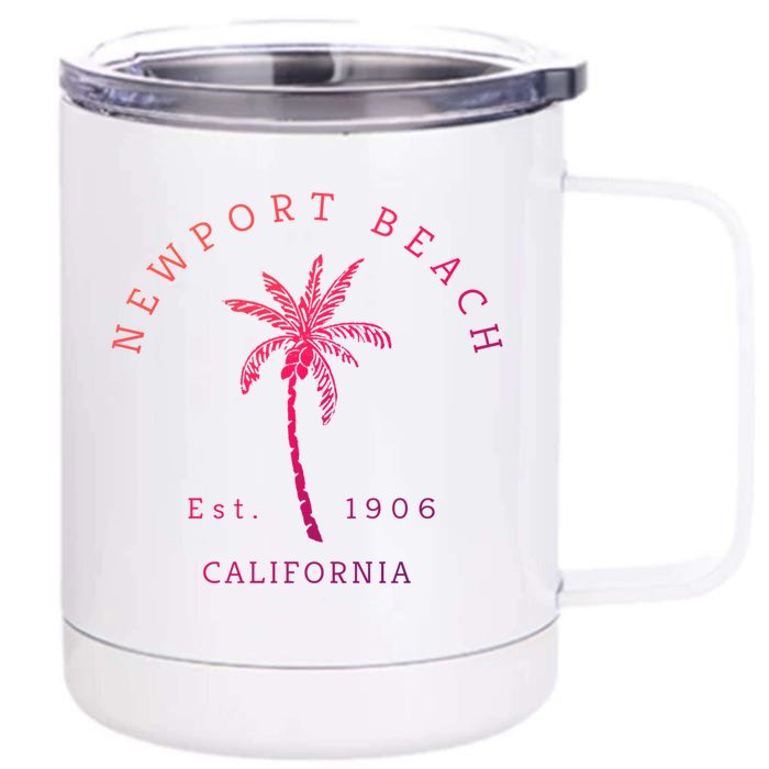 Original Newport Beach Ca Palm Tree Unique Novelty Art Great Gift Front & Back 12oz Stainless Steel Tumbler Cup