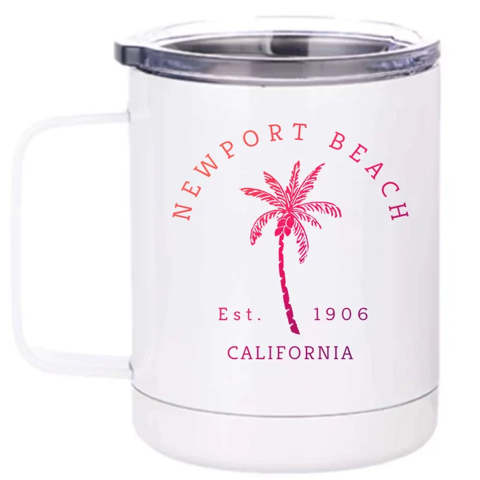 Original Newport Beach Ca Palm Tree Unique Novelty Art Great Gift Front & Back 12oz Stainless Steel Tumbler Cup