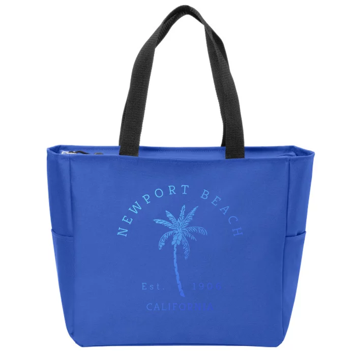 Original Newport Beach Ca Palm Tree Unique Novelty Art Great Gift Zip Tote Bag