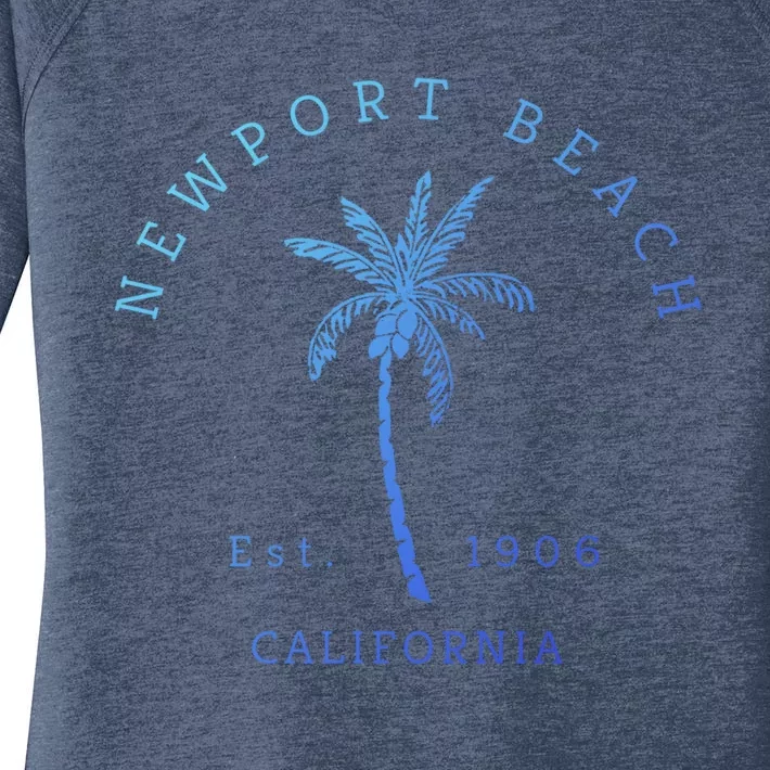 Original Newport Beach Ca Palm Tree Unique Novelty Art Great Gift Women's Perfect Tri Tunic Long Sleeve Shirt