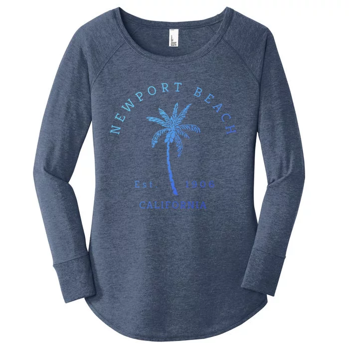 Original Newport Beach Ca Palm Tree Unique Novelty Art Great Gift Women's Perfect Tri Tunic Long Sleeve Shirt