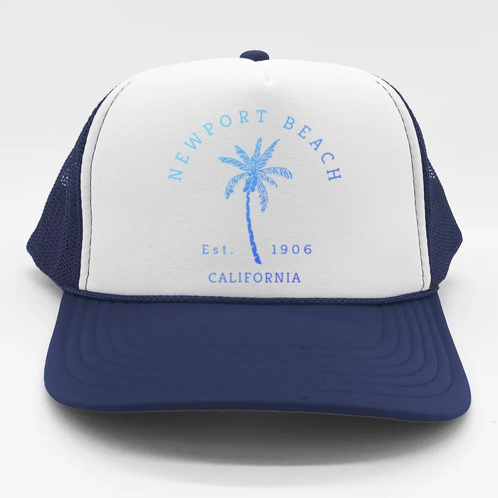 Original Newport Beach Ca Palm Tree Unique Novelty Art Great Gift Trucker Hat