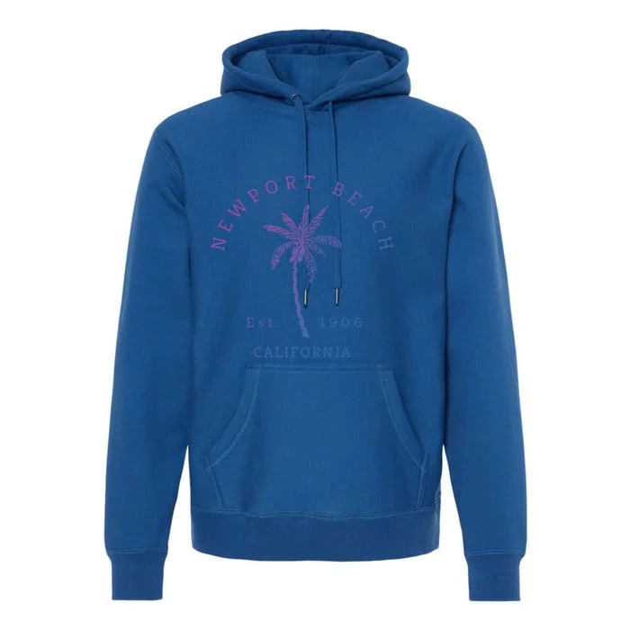 Original Newport Beach Ca Palm Tree Unique Novelty Art Great Gift Premium Hoodie