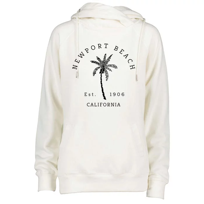 Original Newport Beach Ca Palm Tree Unique Novelty Art Gift Womens Funnel Neck Pullover Hood