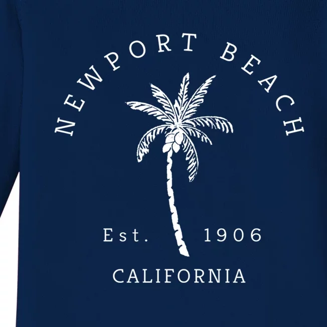 Original Newport Beach Ca Palm Tree Unique Novelty Art Gift Baby Long Sleeve Bodysuit