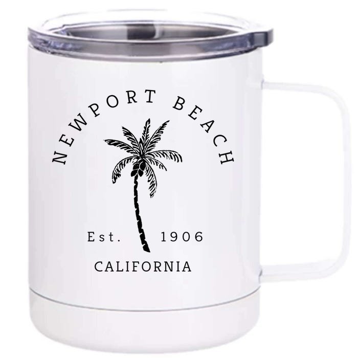 Original Newport Beach Ca Palm Tree Unique Novelty Art Gift Front & Back 12oz Stainless Steel Tumbler Cup