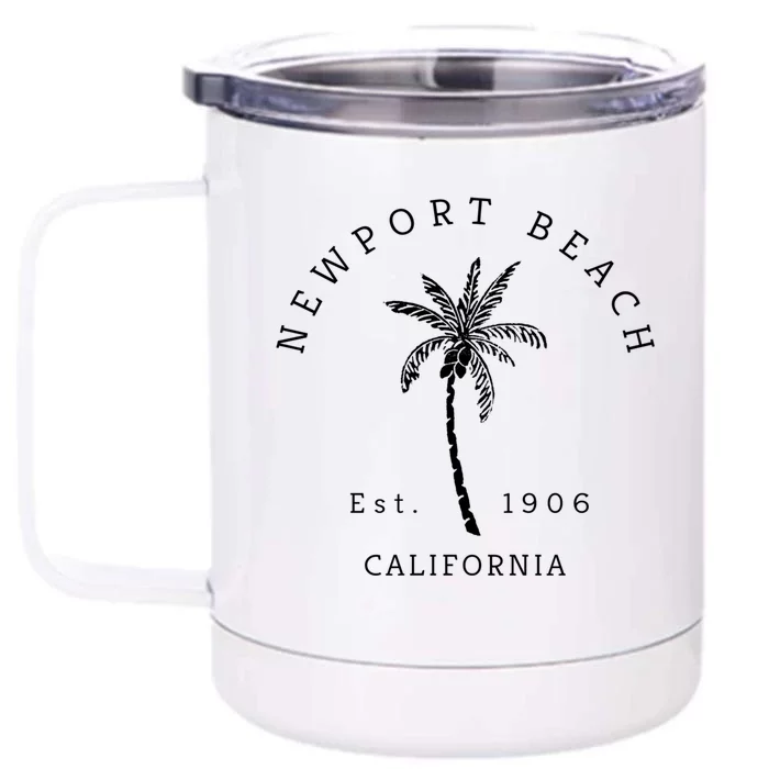 Original Newport Beach Ca Palm Tree Unique Novelty Art Gift Front & Back 12oz Stainless Steel Tumbler Cup