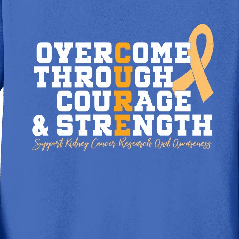 Overcome Ney Cancer Orange Ribbon Event March Gift Cute Gift Kids Long Sleeve Shirt