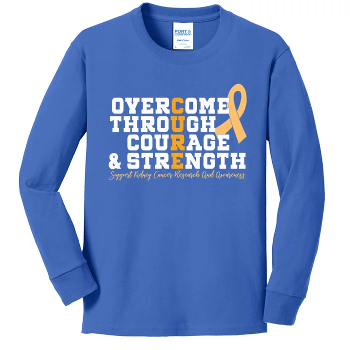 Overcome Ney Cancer Orange Ribbon Event March Gift Cute Gift Kids Long Sleeve Shirt