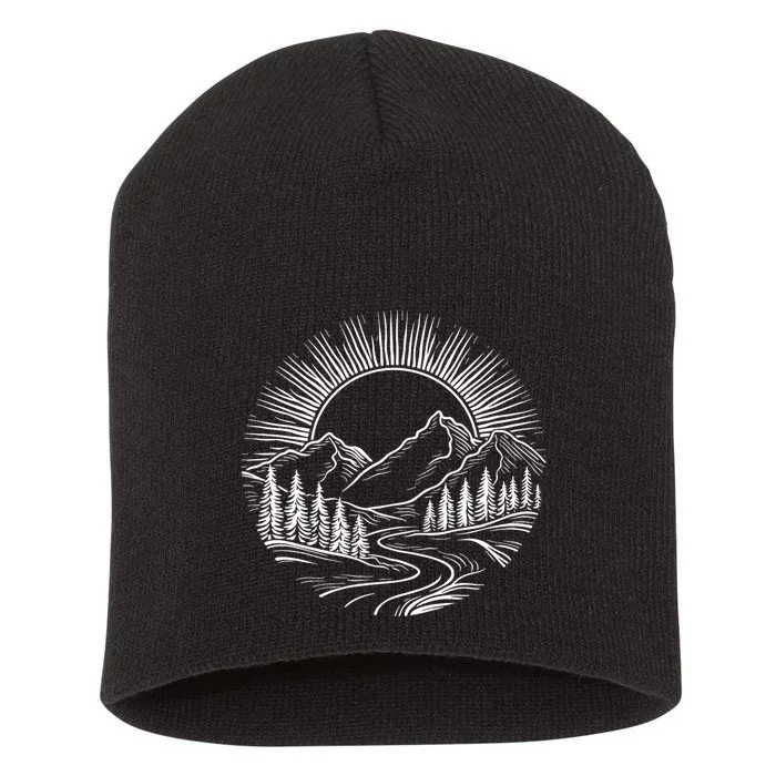 Outdoors Nature Cool Hiking Camping Summer Graphic Short Acrylic Beanie