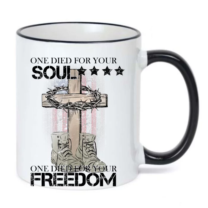 One Died For Your Soul And Freedom Black Color Changing Mug