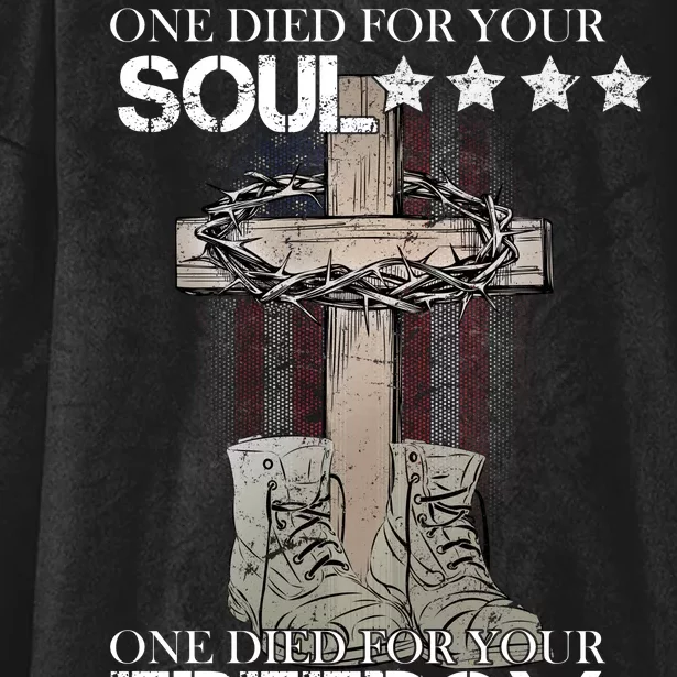 One Died For Your Soul And Freedom Hooded Wearable Blanket