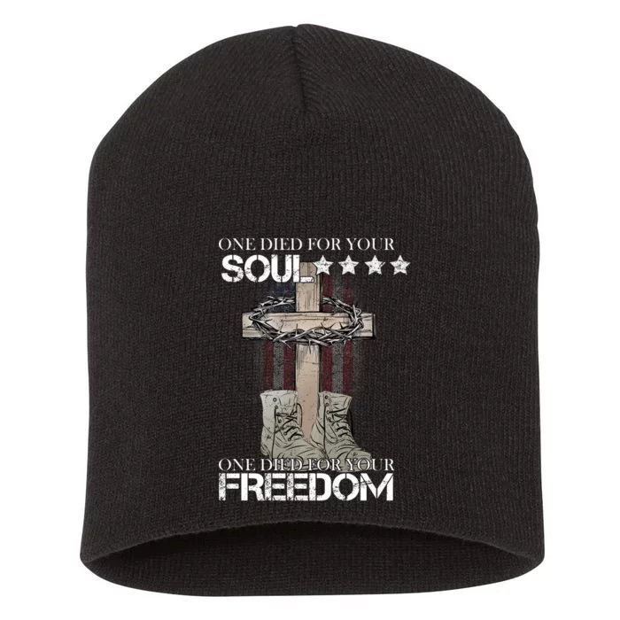 One Died For Your Soul And Freedom Short Acrylic Beanie