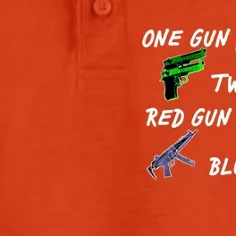 One Gun Two Gun Red Gun Blue Gun Dry Zone Grid Performance Polo