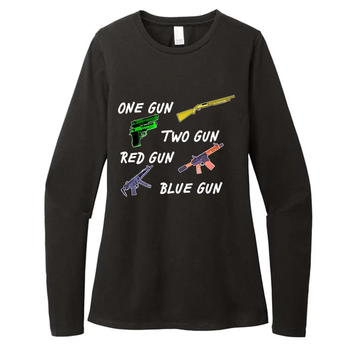 One Gun Two Gun Red Gun Blue Gun Womens CVC Long Sleeve Shirt