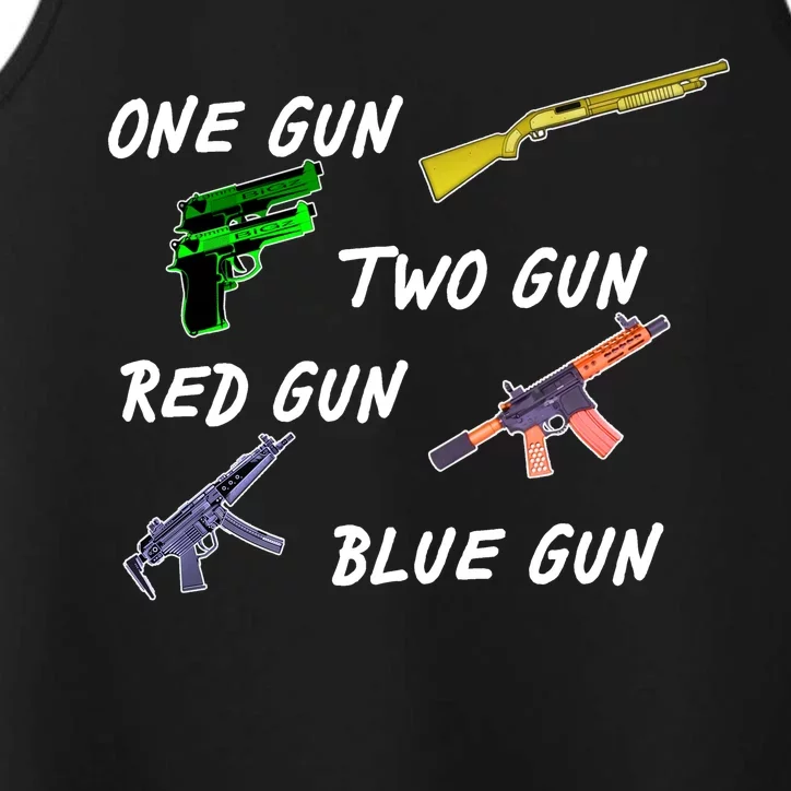 One Gun Two Gun Red Gun Blue Gun Performance Tank