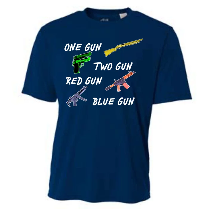 One Gun Two Gun Red Gun Blue Gun Cooling Performance Crew T-Shirt