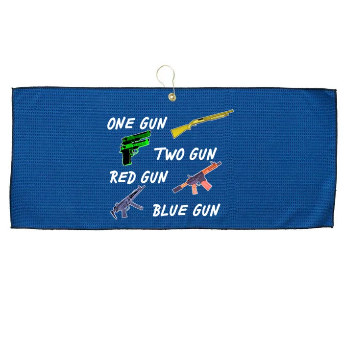 One Gun Two Gun Red Gun Blue Gun Large Microfiber Waffle Golf Towel