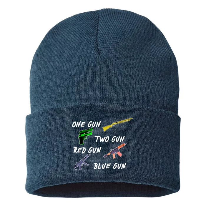 One Gun Two Gun Red Gun Blue Gun Sustainable Knit Beanie