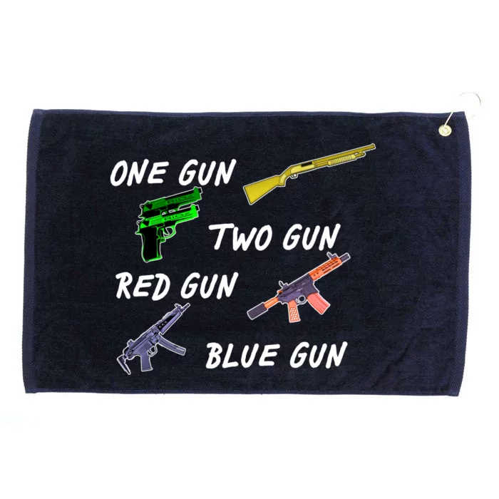 One Gun Two Gun Red Gun Blue Gun Grommeted Golf Towel