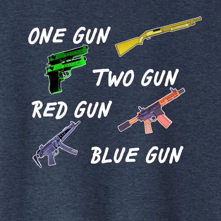 One Gun Two Gun Red Gun Blue Gun Women's Crop Top Tee