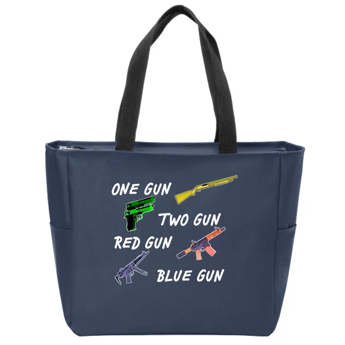 One Gun Two Gun Red Gun Blue Gun Zip Tote Bag