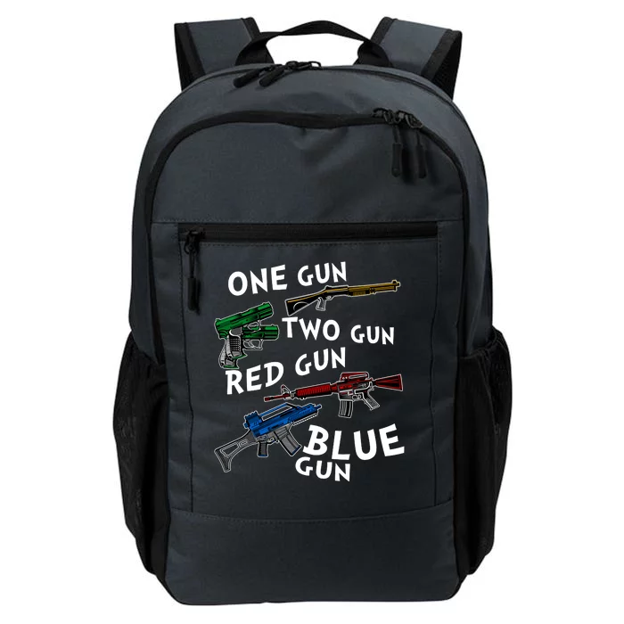 One Gun Two Gun Red Gun Blue Gun Funny Weapons Daily Commute Backpack