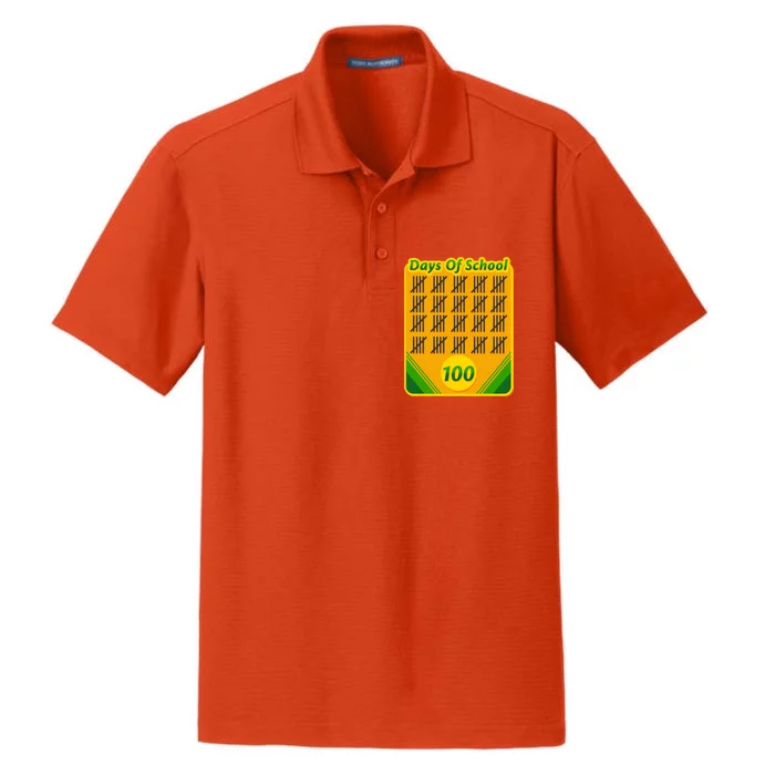 One Hundred Days Of School Crayons Dry Zone Grid Performance Polo