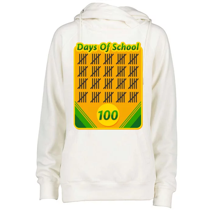 One Hundred Days Of School Crayons Womens Funnel Neck Pullover Hood