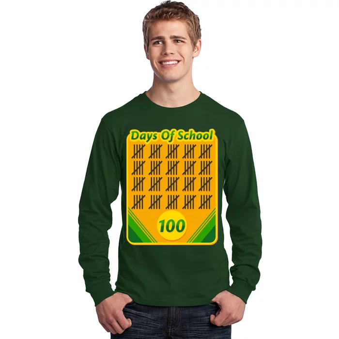 One Hundred Days Of School Crayons Long Sleeve Shirt