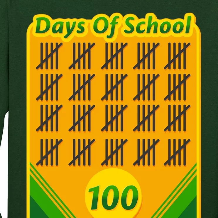 One Hundred Days Of School Crayons Long Sleeve Shirt