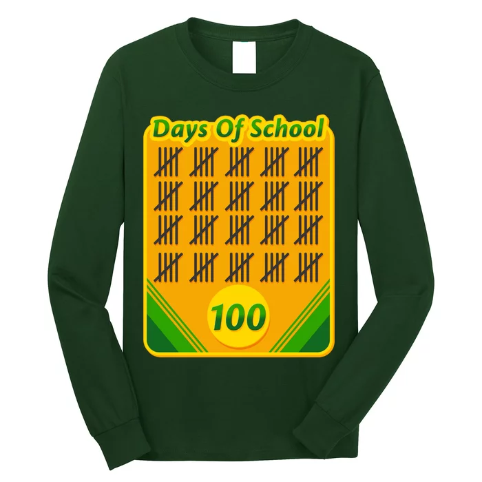 One Hundred Days Of School Crayons Long Sleeve Shirt