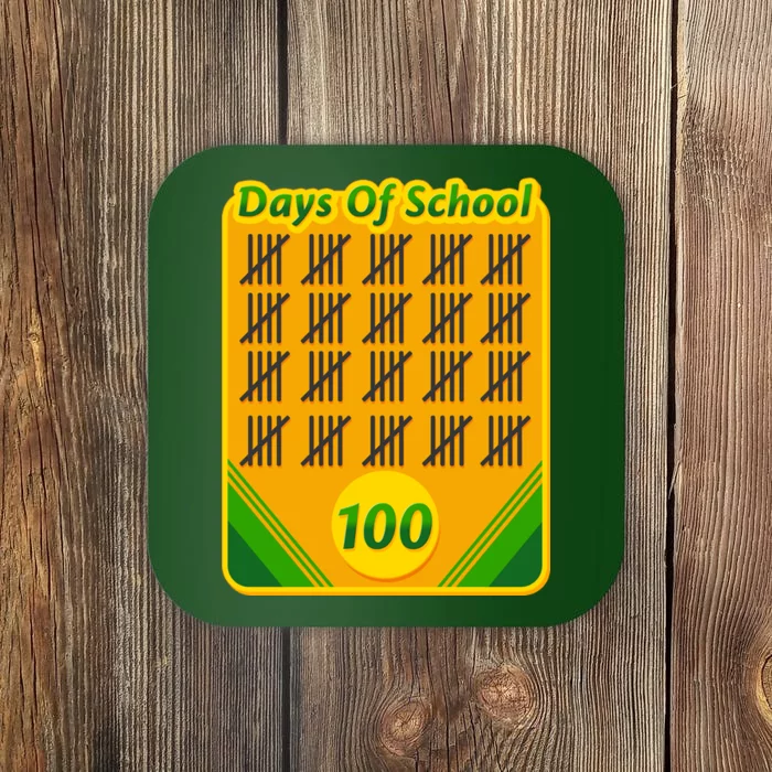 One Hundred Days Of School Crayons Coaster