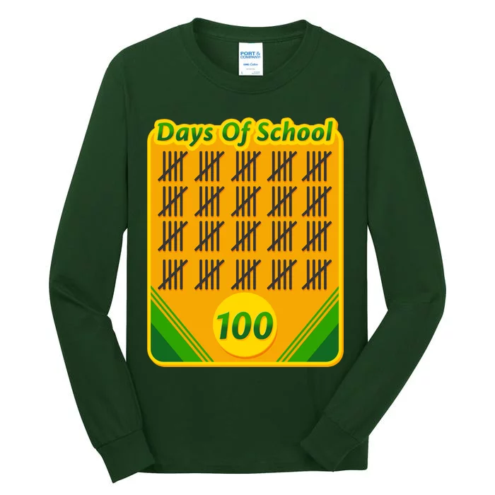 One Hundred Days Of School Crayons Tall Long Sleeve T-Shirt