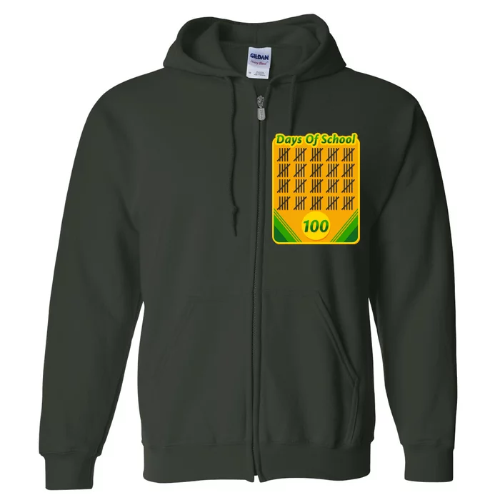 One Hundred Days Of School Crayons Full Zip Hoodie