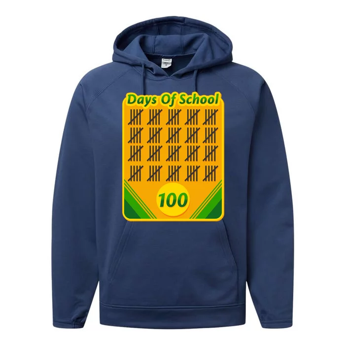 One Hundred Days Of School Crayons Performance Fleece Hoodie