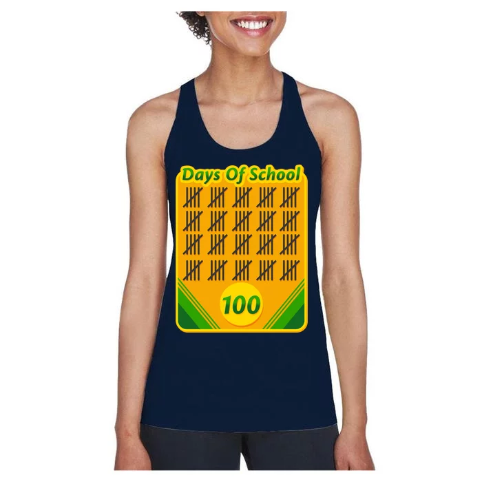 One Hundred Days Of School Crayons Women's Racerback Tank